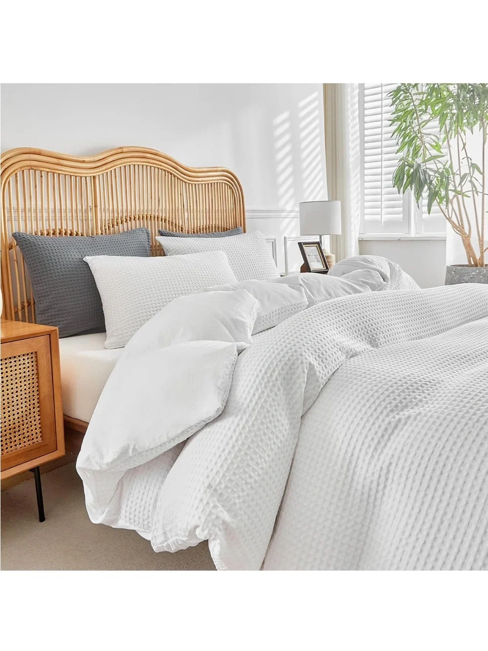 NWOT WARMDERN Waffle Weave Duvet Cover Full Size, White